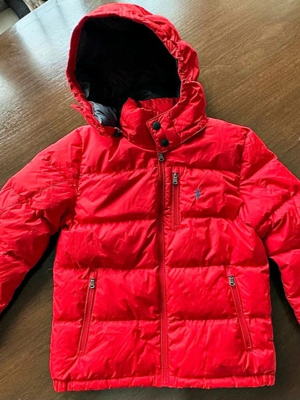 Polo Ralph Lauren Junior Down Hooded Jacket Red size Lg/ 14-16.